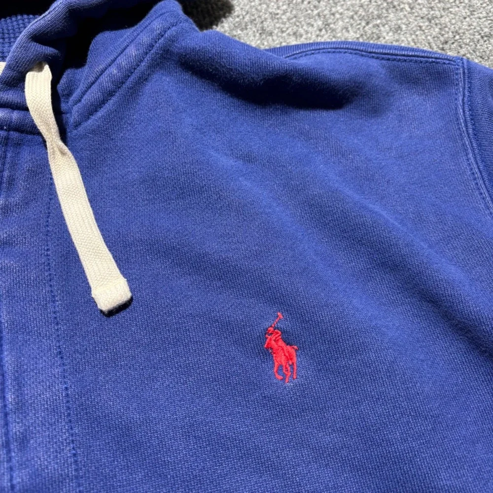 Polo Ralph Lauren Mens XXL Blue Full Zip Thermal Distress Lined Hoodie Faded